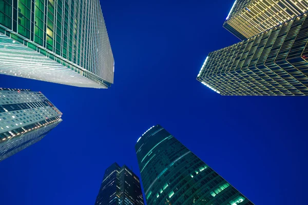 Looking up at Shanghai modern city buildings backgrounds — Stock Photo, Image