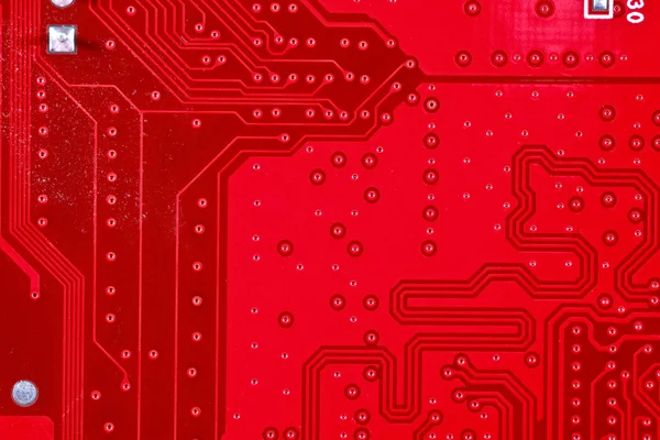 Circuito rosso texture sfondo della scheda madre del computer — Foto Stock