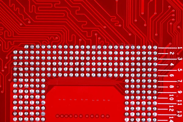 コンピューターのマザーボードの赤い基板テクスチャ背景 ストック写真