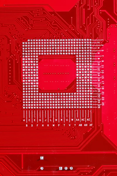 コンピューターのマザーボードの赤い基板テクスチャ背景 ストックフォト