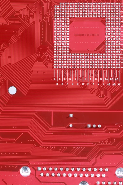 计算机主板红色电路板纹理背景 — 图库照片