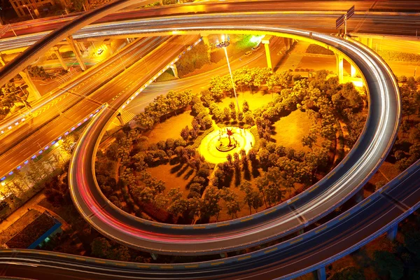 Aerial view of city viaduct road night scene — Stock Photo, Image