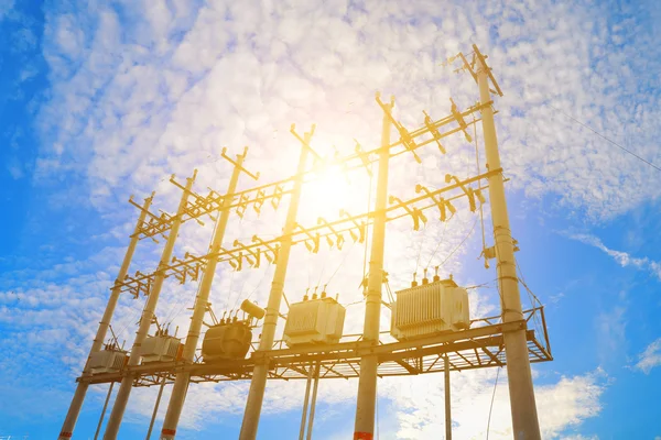 Backlighting of power transformer — Stock Photo, Image