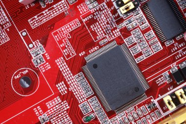 Elektronik devre kırmızı kartı yakın compu işlemci ile çekim