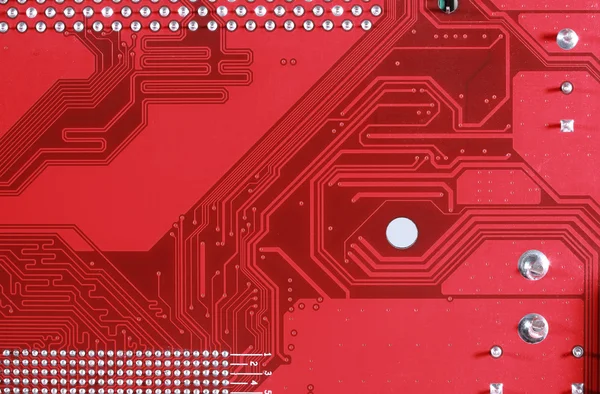Szczegół tło czerwony deska elektroniczny obwód — Zdjęcie stockowe