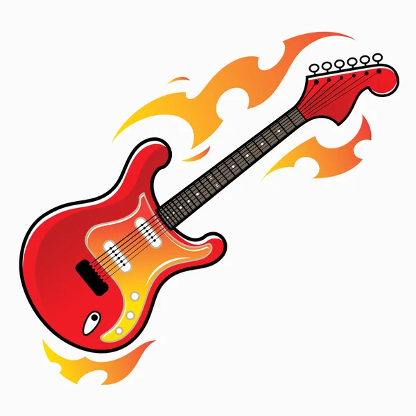 Guitarra eléctrica roja ardiente — Vector de stock