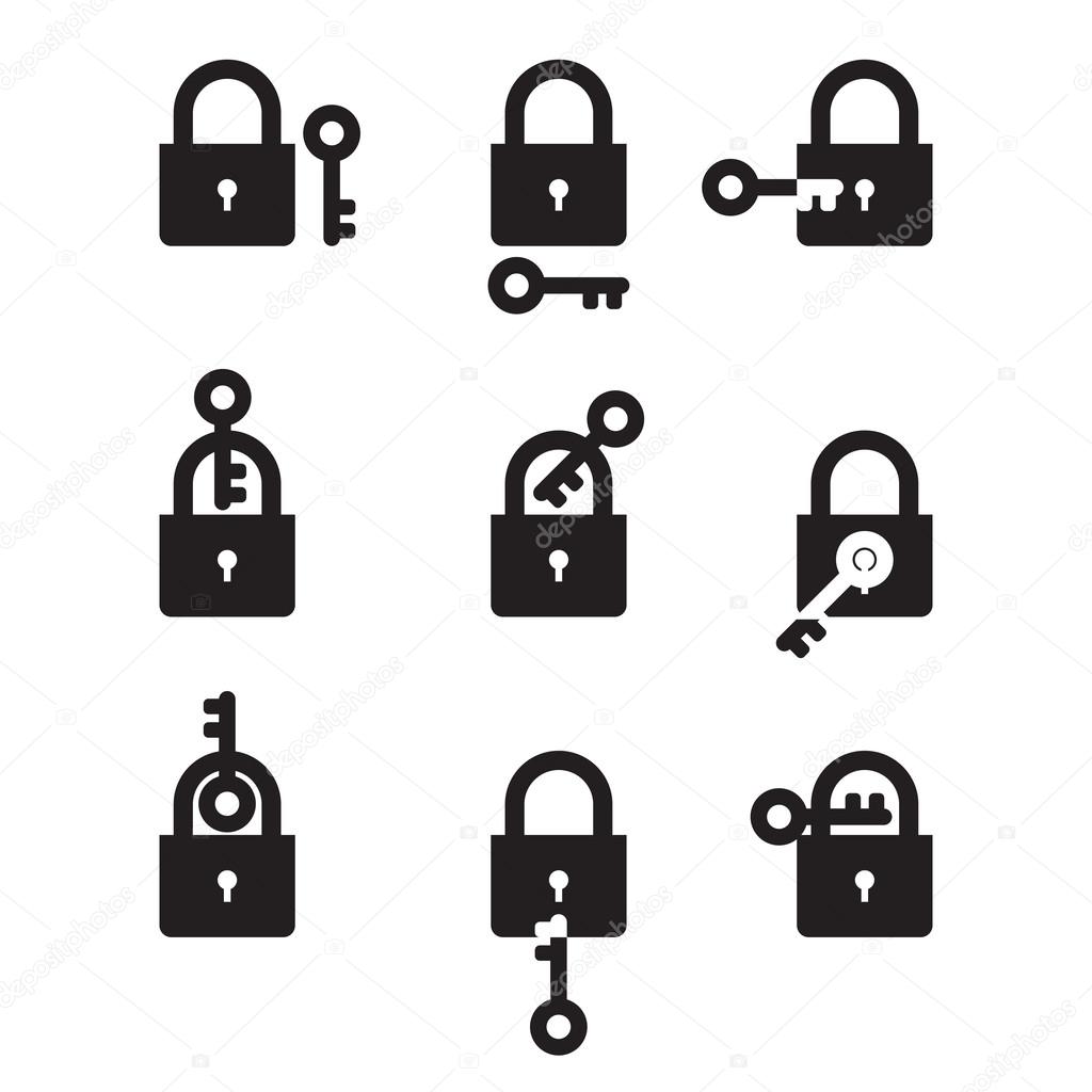 Set of padlock icons