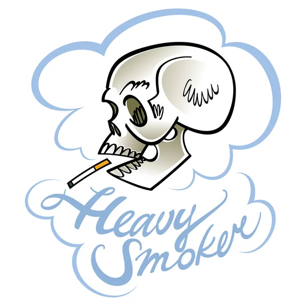 Scull con cigarrillo en la boca — Vector de stock