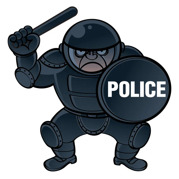 Dessin animé police anti-émeute — Image vectorielle