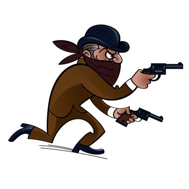 Silâhlı soyguncu kovboy illüstrasyon