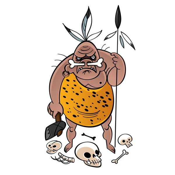 Tribal kannibaal man — Stockvector