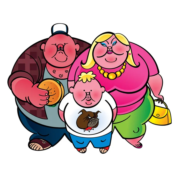 肥胖的脂肪家庭 — 图库矢量图片