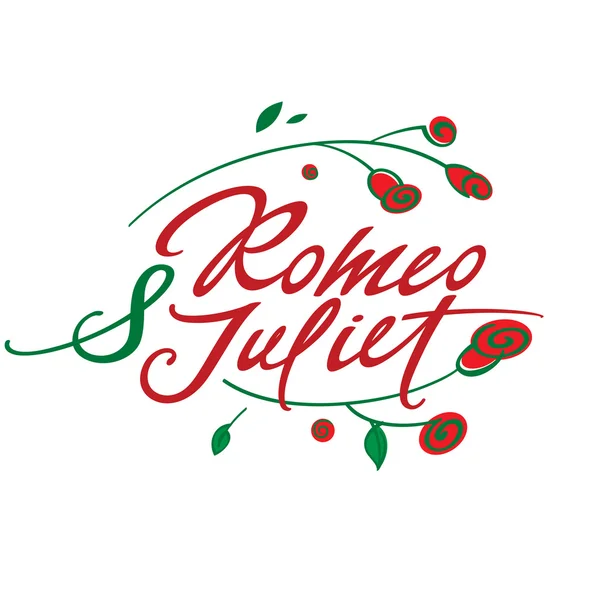 Romeu e Julieta inscrição — Vetor de Stock