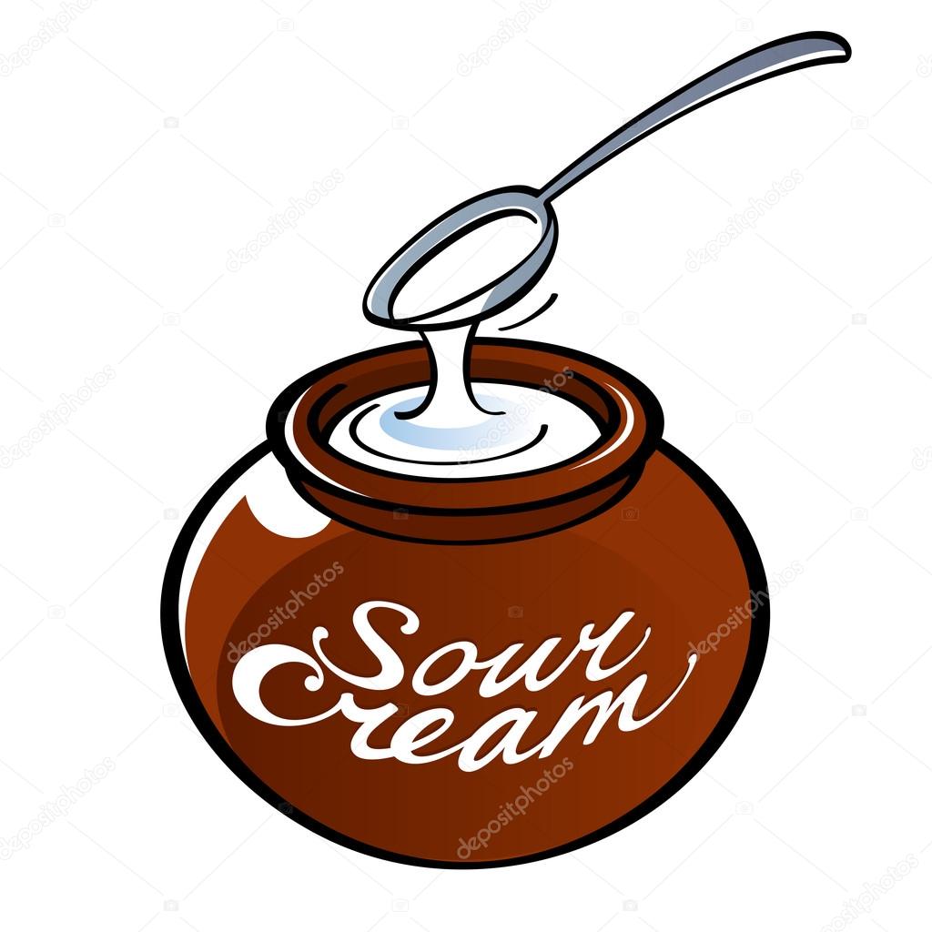 sour cream in jar illustration