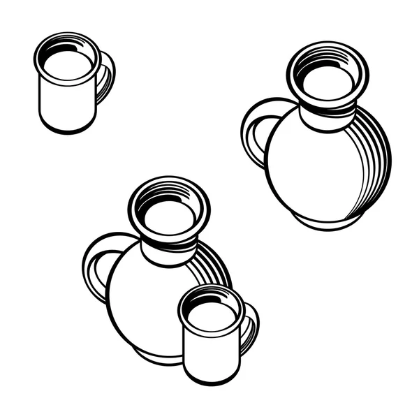 Crock et tasse de lait — Image vectorielle