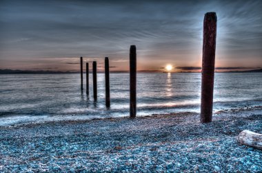 Günbatımı üzerinde Point Roberts, pillings
