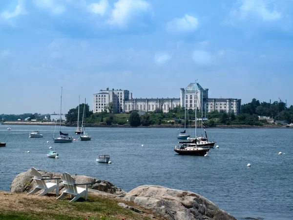 Vista panorámica de la bahía de Casco y el edificio Fort Gorges —  Fotos de Stock