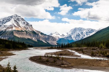 Athabasca Nehri Columbia Icefield ile Görünümü Kapat