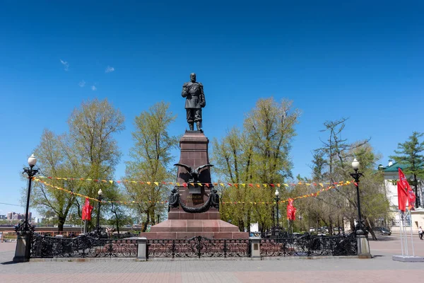 Russland, Irkutsk - 27. Mai 2021: Denkmal für Alexander III. Allrussischer Kaiser, König von Polen und Großfürst von Finnland — Stockfoto