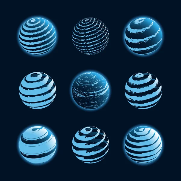 Iconos del planeta azul — Vector de stock