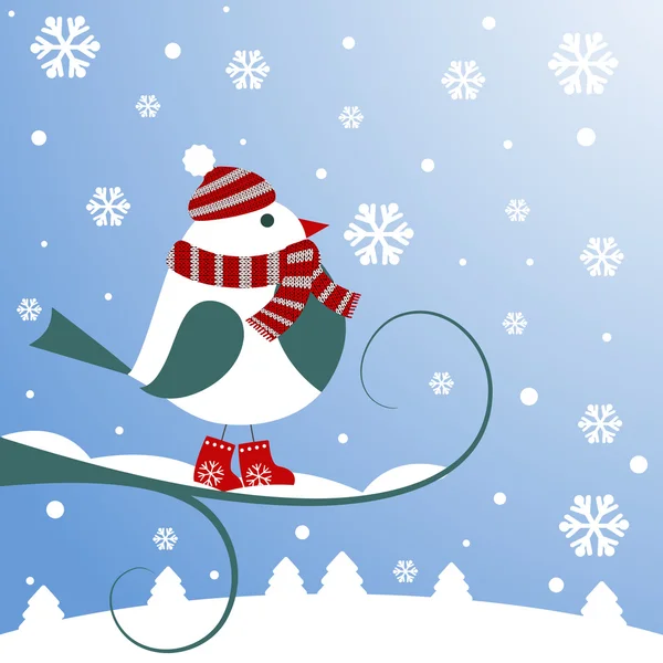 Christmas background with bird — Stock Vector