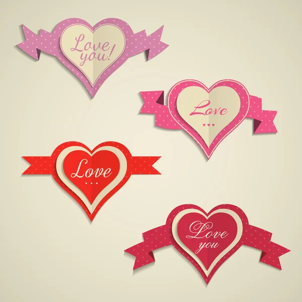 Set of hearts labels for Valentines Day — Stock Vector