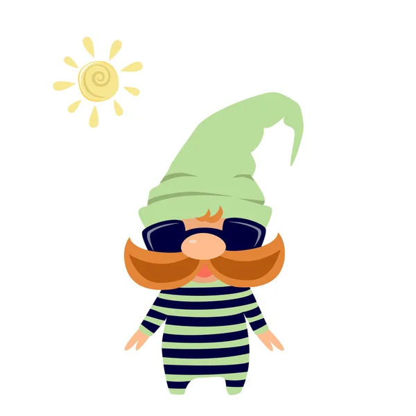 Lutin Maillot Bain Lunettes Soleil Illustration Vectorielle Stock — Image vectorielle