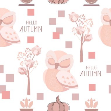 Pamuklu ve kabaklı vektör desenli baykuş