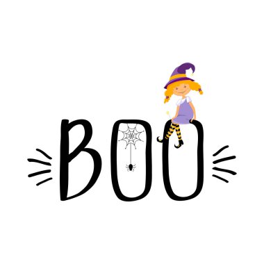 Cadılar Bayramı harfleri komik bir cadıyla 