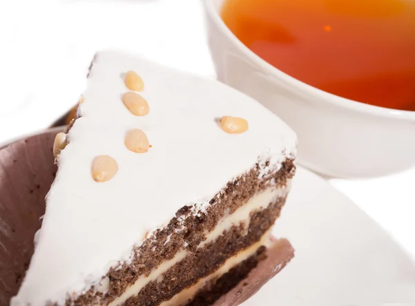 Gustoso una torta di ciliegie uccello — Foto Stock