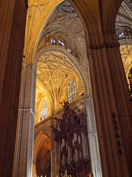 Arcade Ale Catedralei Din Sevilla Vedere Interioară Andaluzia Spania — Fotografie, imagine de stoc