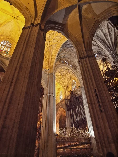 Bögen Der Kathedrale Von Sevilla Innenansicht Andalusien Spanien — Stockfoto