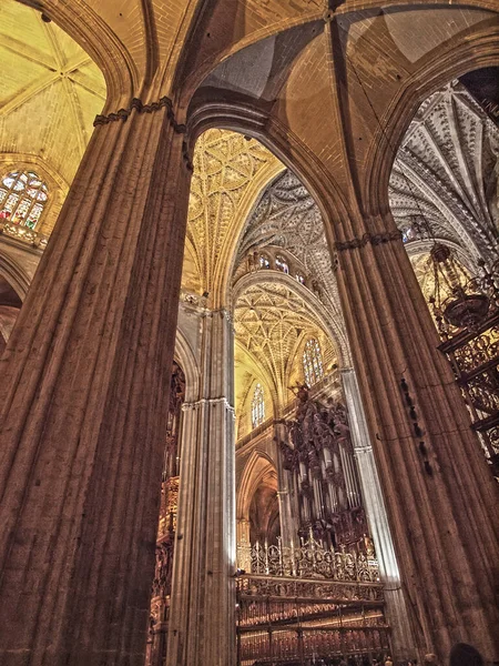 Arches Cathédrale Séville Vue Intérieure Andalousie Espagne — Photo