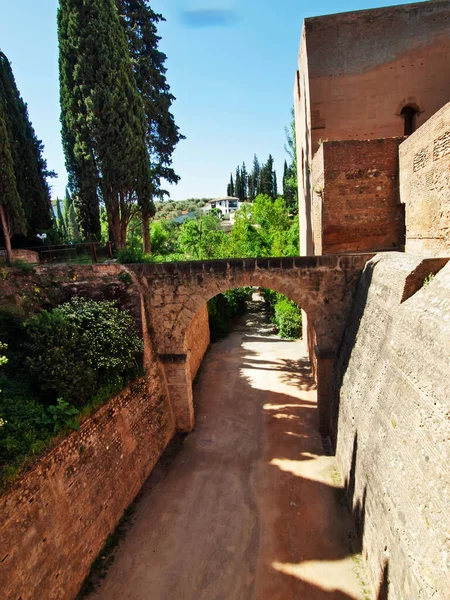 Die Mauer Der Festung Alcazaba Die Alhambra Granada Andalusien Spanien — Stockfoto