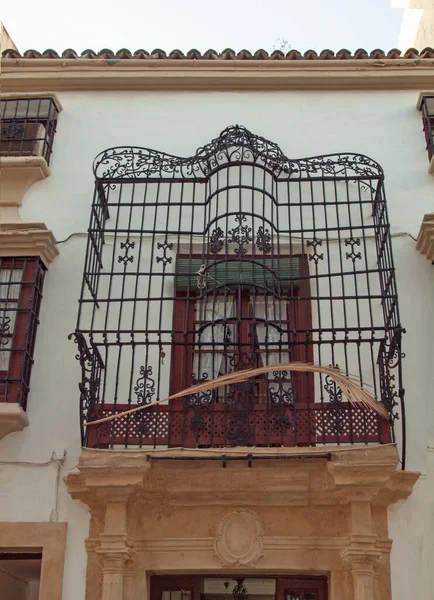 Typiskt Hus Med Smidda Balkonger Gamla Ronda Stad Andalusien Spanien — Stockfoto