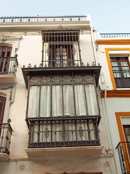 Maison Typique Avec Balcons Forgés Dans Vieille Ville Ronda Andalousie — Photo