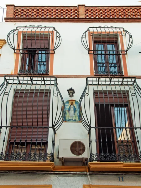 Casa Típica Con Balcones Forjados Casco Antiguo Ronda Andalucía España —  Fotos de Stock