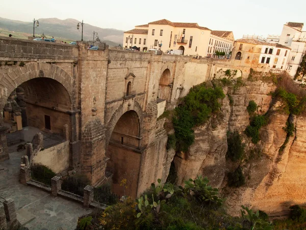 Endülüs Ünlü Yerlerinden Biri Olan Ronda Daki Yeni Köprü Panoramik — Stok fotoğraf