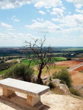 Almodovar del Rio, Cordoba, Endülüs kalesinden topo görüntüsü. İspanya