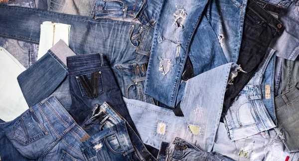 Fashion Different Jeans Background Studio Shot — Stock Photo, Image