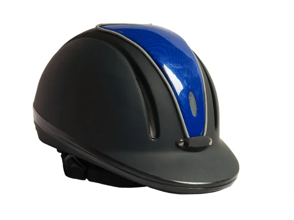 승마 고립 된 검은 헬멧 — 스톡 사진