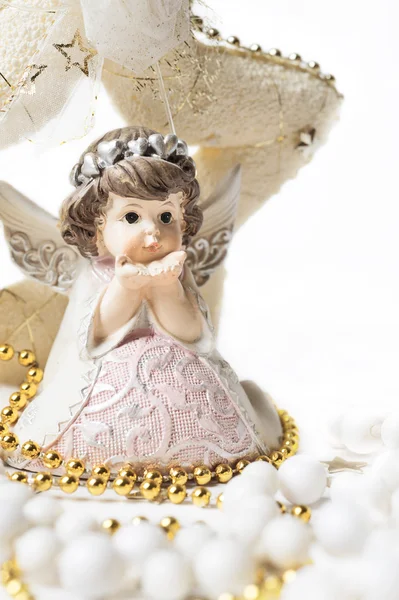 Christmas angel with star at white background — Stock Photo, Image