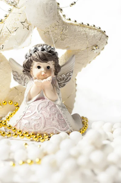 Christmas angel with star at white background — Stock Photo, Image