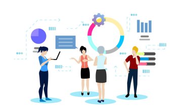 Çeşitli grafik simgeleriyle iletişim kuran kişiler