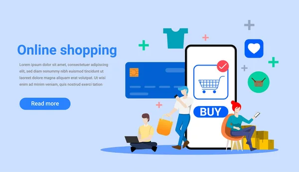 Online Shopping Landing Page Concept Website — Stock Vector