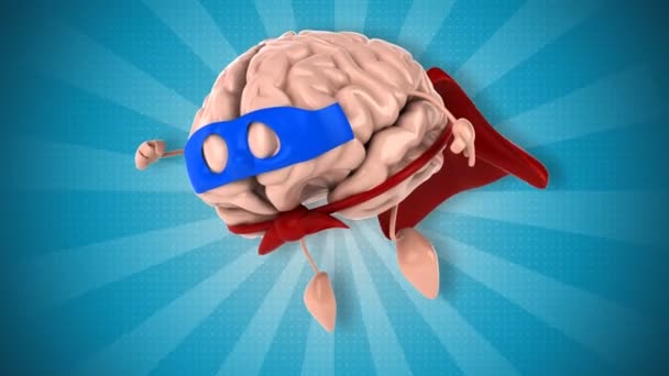 Funny cartoon super brain — Stock Video