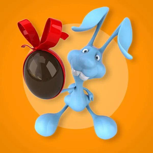 Fun rabbit with chocolate egg — Stock Photo, Image