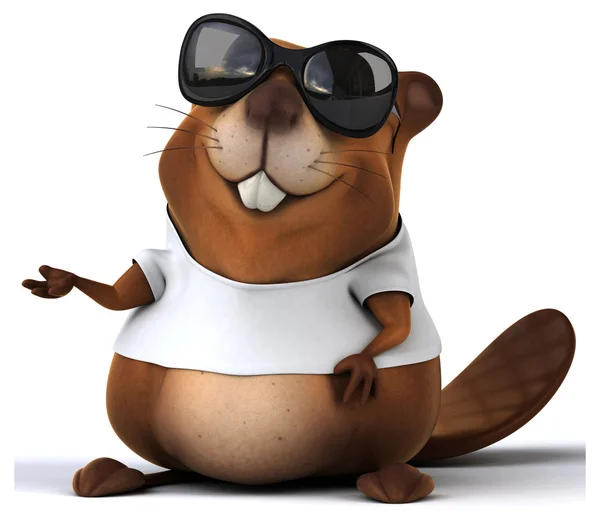 Beaver in white t-shirt — Stock Photo, Image