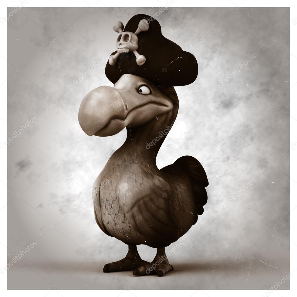 black and white Dodo bird