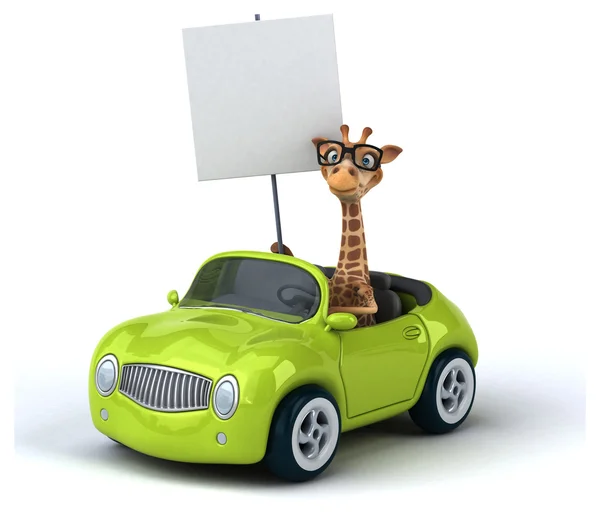 Fun-giraffe in auto — Stockfoto